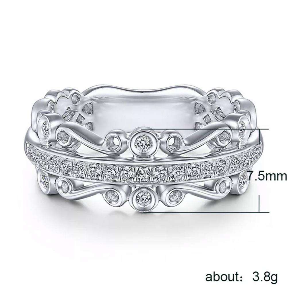 Fashion Rings 925 Silver Jewelry White Sapphire - Picture 3 of 4